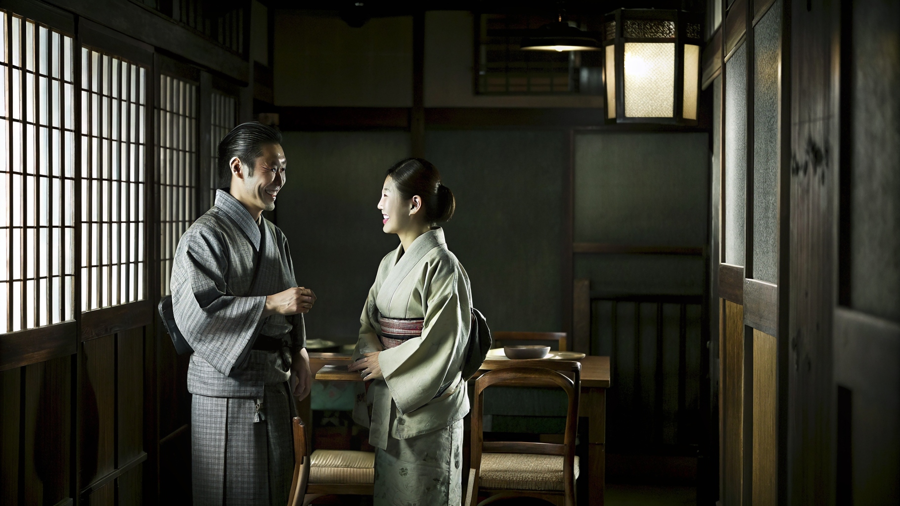店主と女中（Recraft）